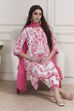 Pink and White Printed Straight Suit Set