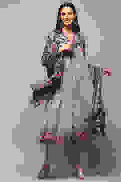 Grey Cotton Gathered Suit Set image number 0