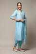 Sky Blue Cotton Blend Layered Kurta Salwar Suit Set image number 7