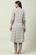 White Printed Cotton A-Line Kurta Slim Pant Suit Set image number 4