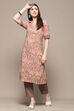 Peach Grey Rayon Straight Kurta Set