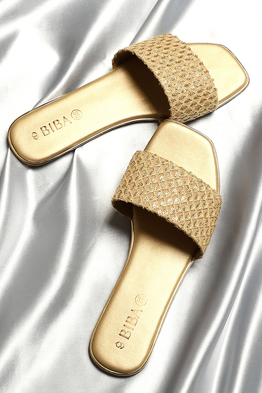Gold shop sequin slides