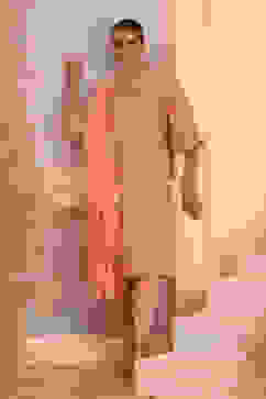 Pink Silk Embroidered Straight Suit Set image number 5