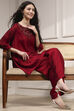 Blue Self-Designed Straight Kurta Set image number 0