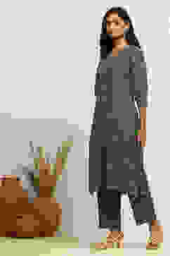 Green Chanderi Printed Straight Kurta Set image number 3