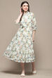 White Polyester Tiered Dress