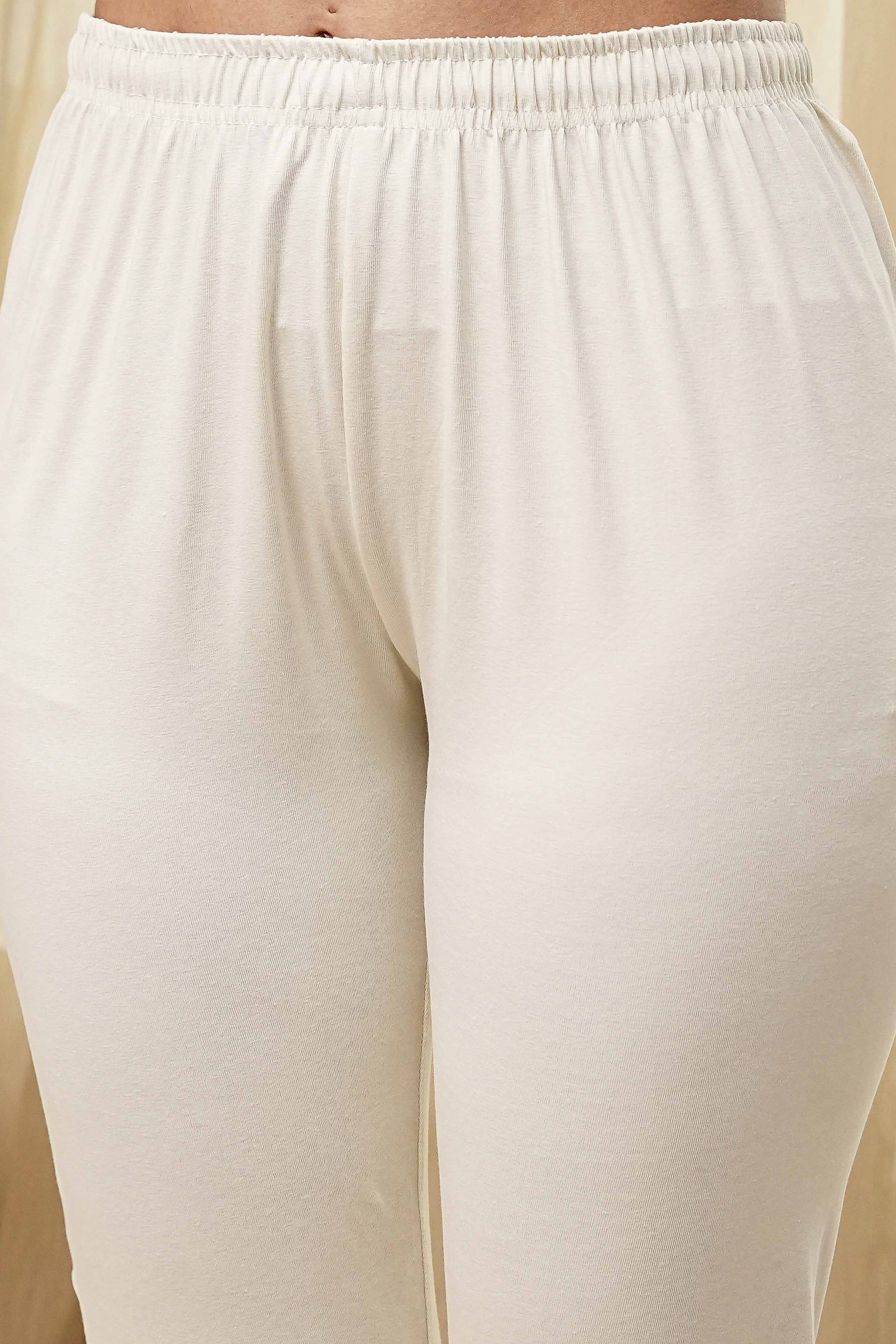 Ecru Cotton Printed Anarkali Suit Set image number 2