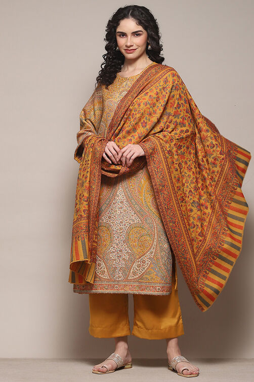 Yellow Poly Cotton Yarndyed Dupatta image number 0