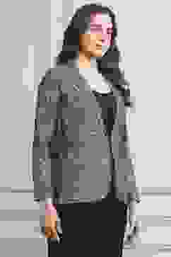 Grey Poly Viscose Straight Printed Jacket image number 4