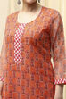 Yellow Cotton Hand Block Print Unstitched Suit Set image number 2