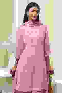 Pink Embroidered Kalidar Suit Set image number 0