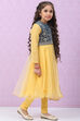 Mustard Yellow Art Silk Anarkali with Jacket Kurta Churidar Suit Set image number 8