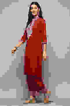 Blue & Rust LIVA Straight Printed 2 Piece Set image number 4