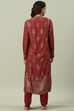 Rust Rayon Straight Printed Kurta image number 4