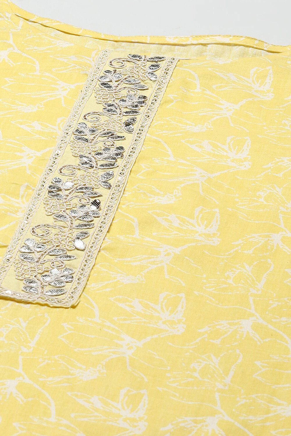 Yellow Cotton Hand Embroidered Unstitched Suit Set image number 2