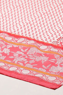 White Pink Cotton Anarkali Printed Kurta Churidar Suit Set image number 3