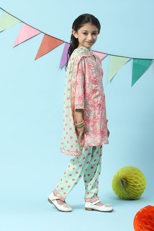 Peach Cotton Blend Straight Kurta Salwar Suit Set image number 6