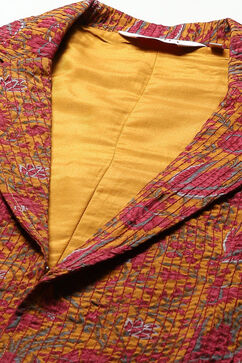 Mustard Polyester Straight Printed Jacket image number 1