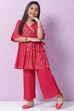 Berry Pink Rayon Flared Printed Kurta image number 0