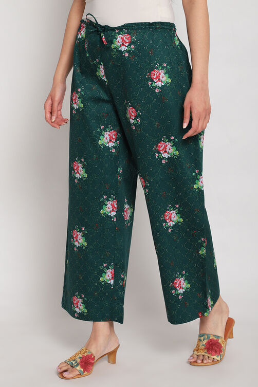 Green Cotton Palazzo Pants image number 0