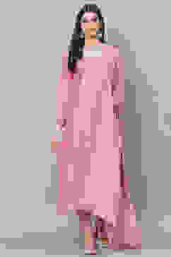 Light Brown Silk & Tussar Machine Embroidered Unstitched Suit Set image number 0