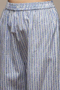 Indigo Cotton Hand Block Print Unstitched Suit Set image number 3