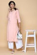 Peach Blue Cotton Linen Kurta image number 4