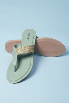 Green PU T-Straps Sandals image number 3