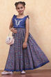 Blue Cotton Straight Printed Kurta Skirt Suit Set image number 0