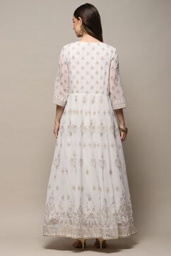 White Polyester A-Line Printed Dress image number 3