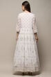 White Polyester A-Line Printed Dress