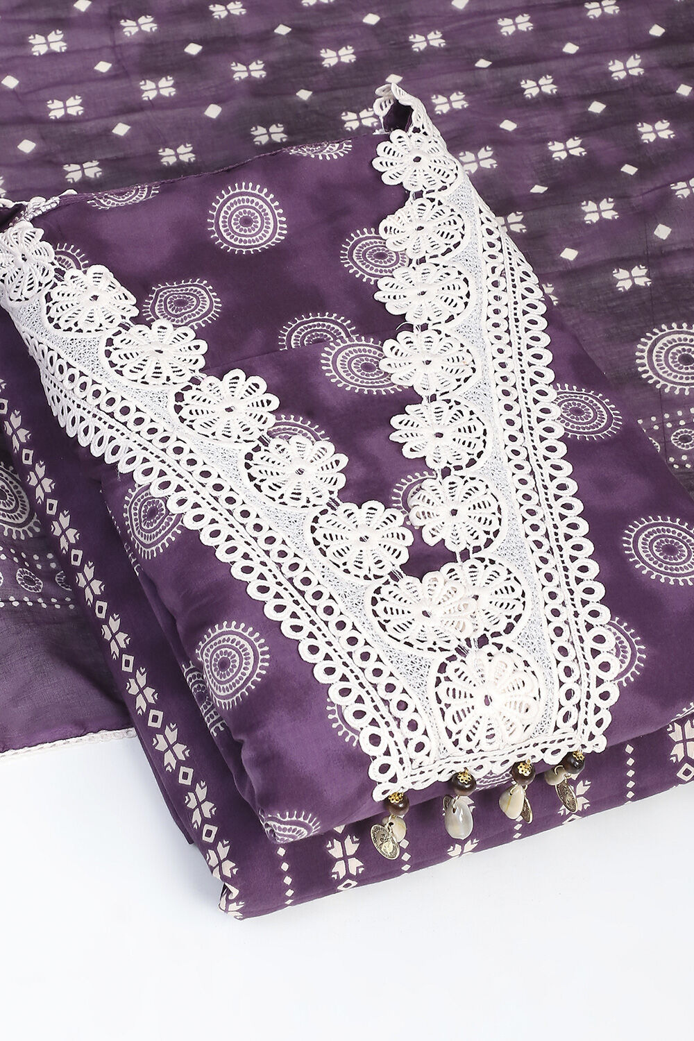 Indigo Cotton Unstitched Suit Set image number 5