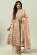 Peach Cotton Blend Straight Kurta Palazzo Suit Set image number 0