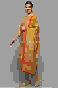 Mango Yellow Viscose Straight Suit Set image number 4