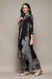 Black Poly Viscose Straight Printed 2 Piece Set image number 3