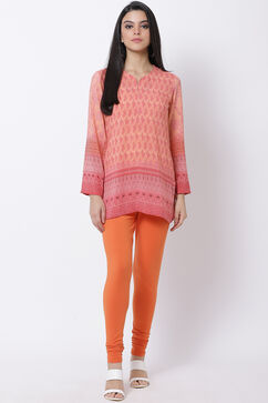 Orange Cotton Lycra Churidar image number 4