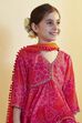 Pink Printed Peplum Viscose Rayon Kurta Set image number 1