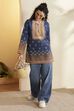 Blue Polyester Straight Kurti