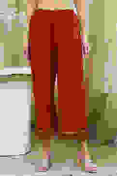 Red Dyed Straight Palazzos image number 2
