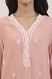Peach Silk Chanderi Embroidered Straight Suit Set image number 1