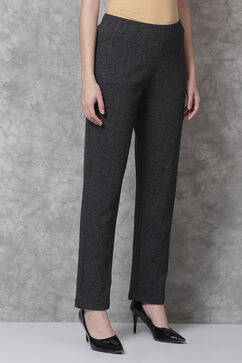 Charcoal Straight Cotton Pants image number 4