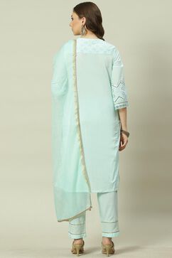 Soft Mint Relaxed Kurta Relaxed Pants Suit Set image number 4