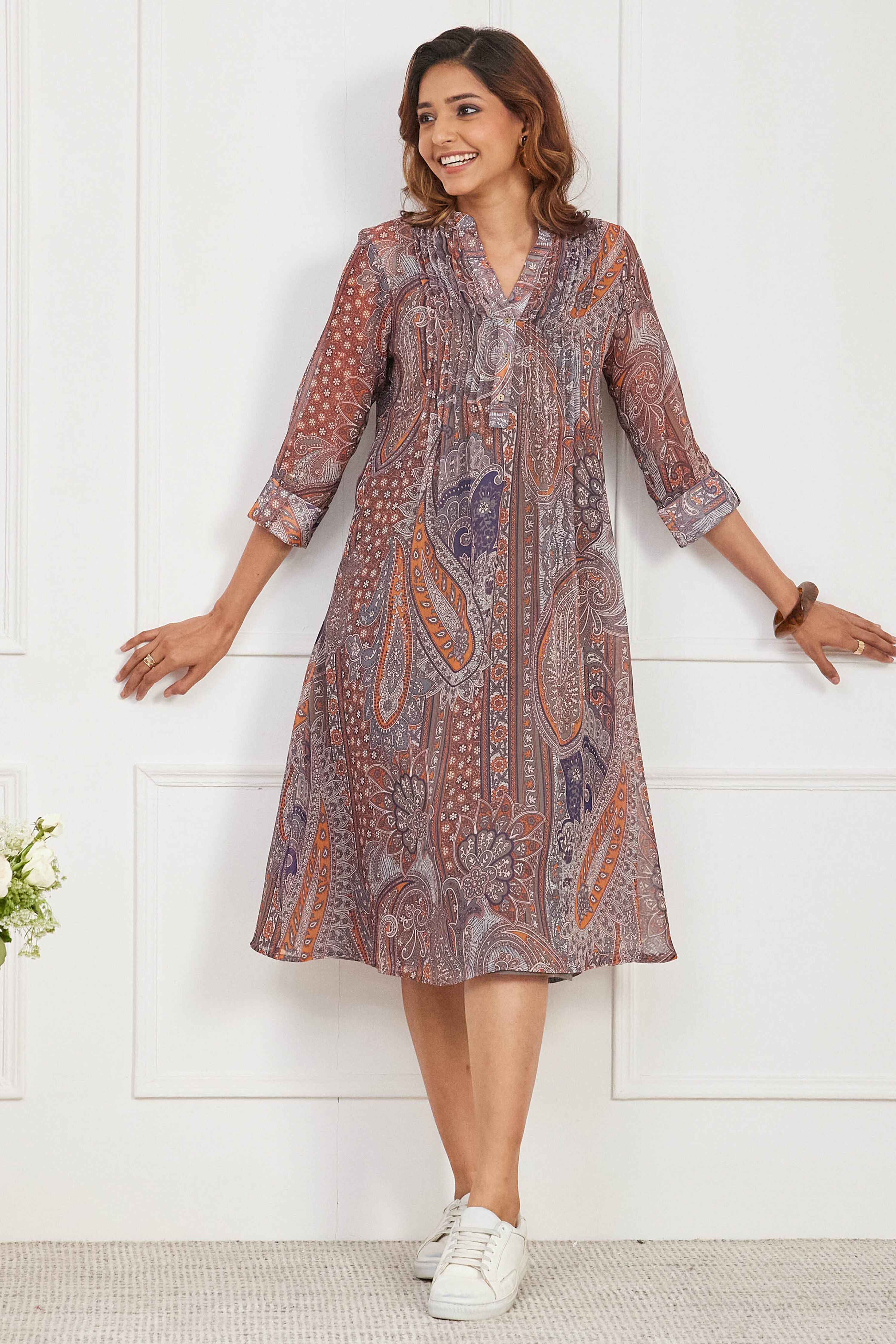Brown Polyester Printed Straight Kurta image number 7