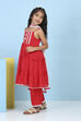 Red Cotton Solid Tiered Suit Set image number 3