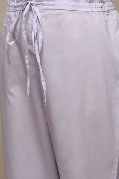 Lavender Cotton Gathered Kurta Pants Suit Set image number 3