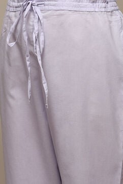 Lavender Cotton Gathered Kurta Pant Suit Set image number 3