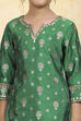Green Polyester Yarndyed Fitted Kurta Pants Set image number 1