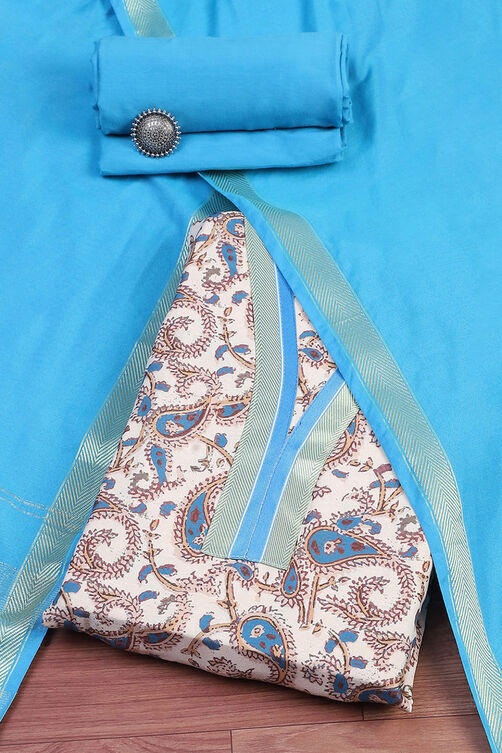 Orange Cotton Handloom Unstitched Suit Set image number 0