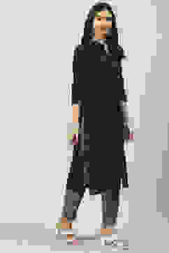 Navy Cotton Straight 2 Piece Set image number 0