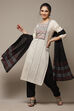 Black Flex Machine Embroidered Unstitched Suit Set image number 0